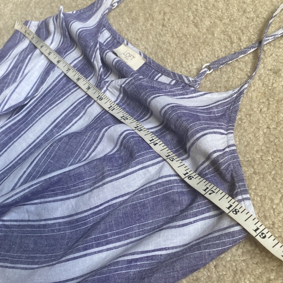 Loft Outlet Blue & White Striped Wide Leg Linen Blend Jumpsuit M - Picture 11 of 17